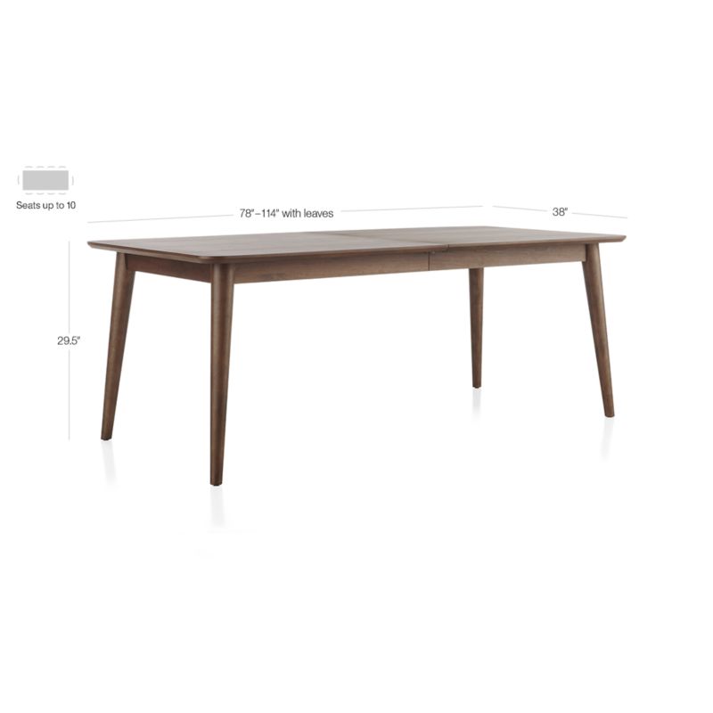 View Tate 78"-114" Walnut Extendable Mid-Century Dining Table - image 2 of 18