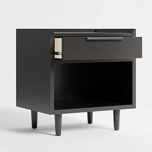 Tate 23" Black Wood Nightstand