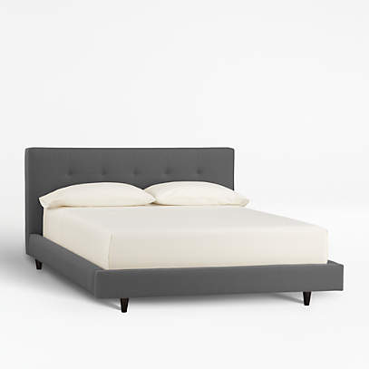 Tate Dark Grey Upholstered Bed Crate, Crate And Barrel King Size Platform Bed