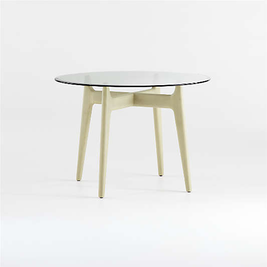 Tate 48" Round Dining Table with Glass Top and Sand Base