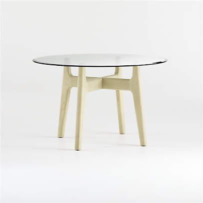 Tate 48 Round Dining Table With Glass, Round Table Base For Glass Top