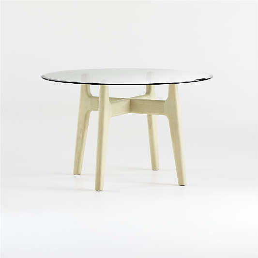 Tate 48" Round Dining Table with Glass Top and Sand Base