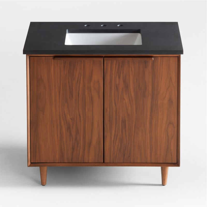 Tate 36" Black Granite Top Single Sink Vanity with Walnut Wood Doors - image 6 of 9