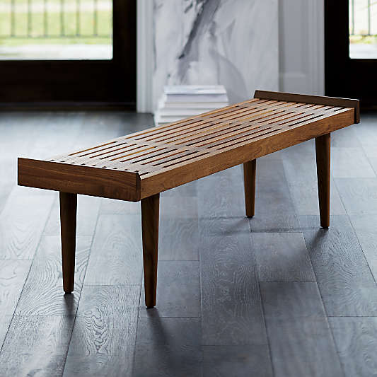 Tate Walnut Slatted Bench