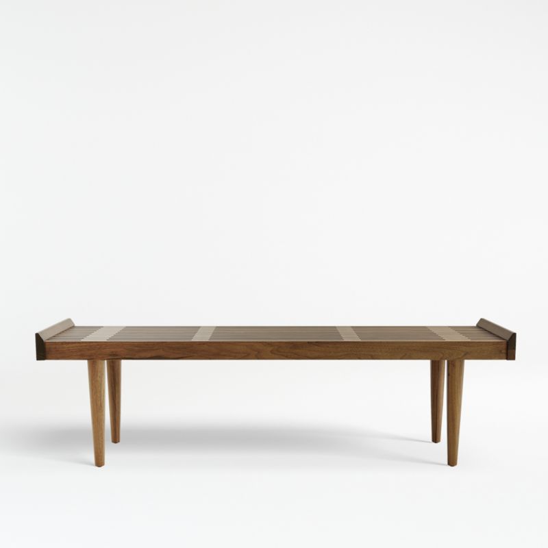 Viewing product image Tate Walnut Slatted Bench - image 1 of 12