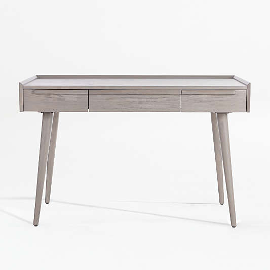 Tate 48" Stone Grey Wood Desk with Outlet