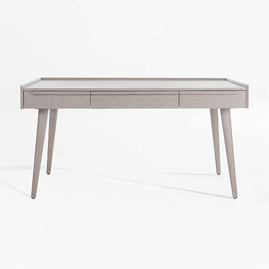 Tate 60" Stone Grey Wood Desk with Outlet