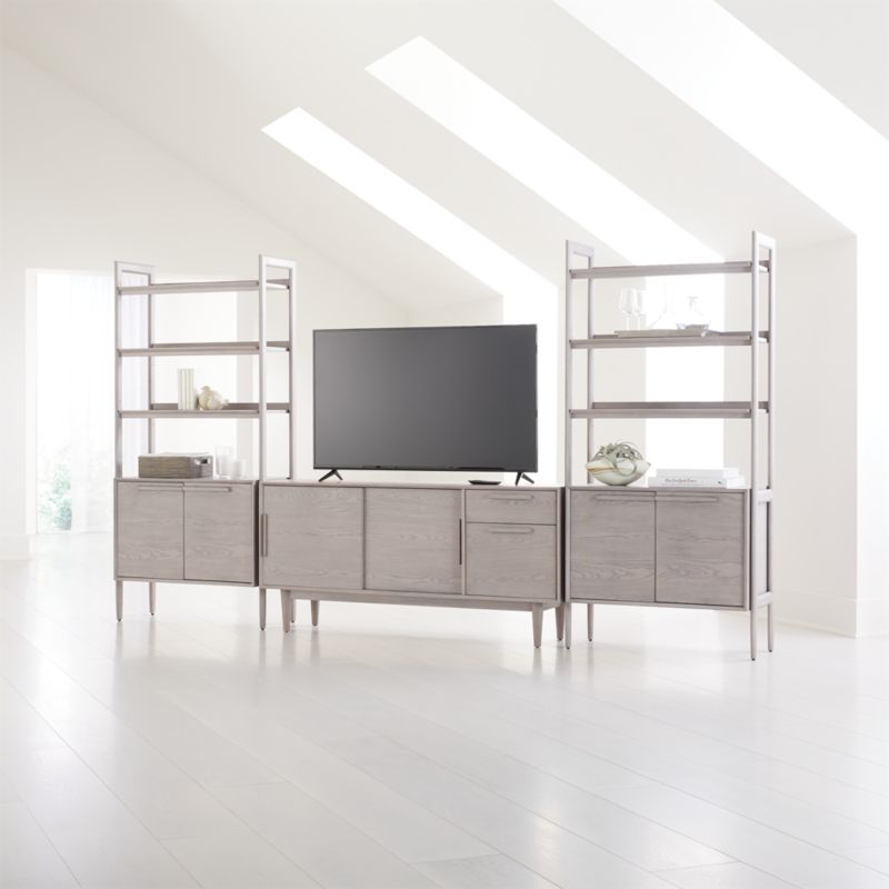 Tate Stone 64.5" Media Console with 2 Bookcase Crate & Barrel