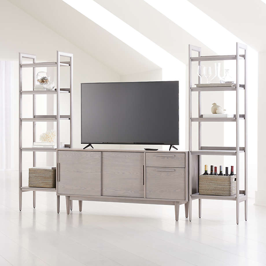 Tate Stone 64.5" Media Console with 2 Bookcases Crate & Barrel