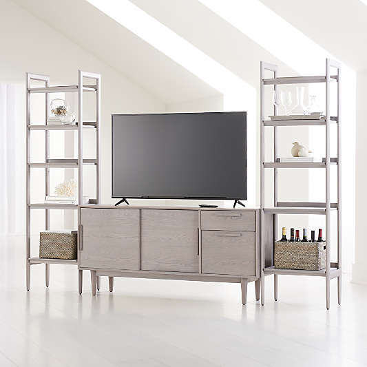 Tate Stone 64.5" Storage Media Console with 2 Bookcases