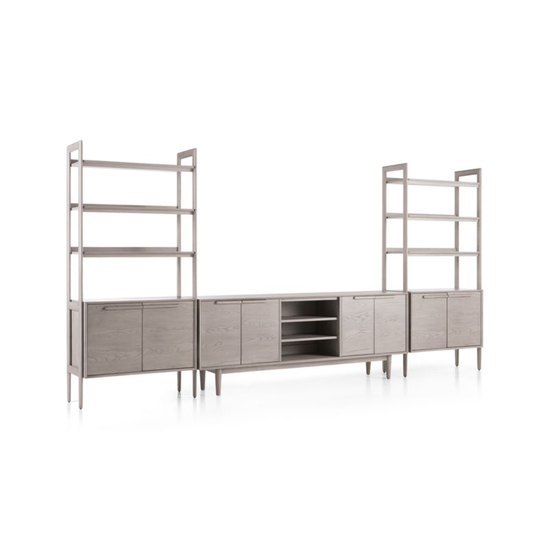 Tate Stone 80" Storage Media Console with 2 Bookcase Cabinets