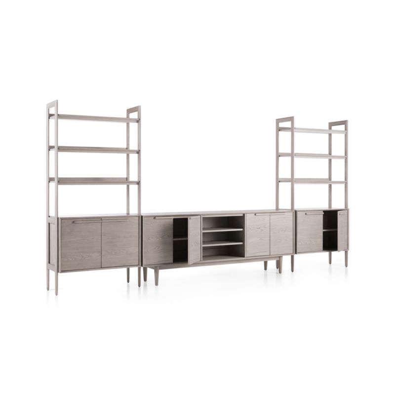Tate Stone 80" Storage Media Console with 2 Bookcase Cabinets