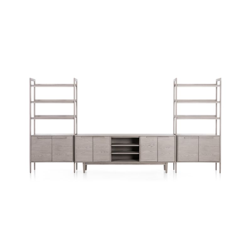 Tate Stone 80" Storage Media Console with 2 Bookcase Cabinets