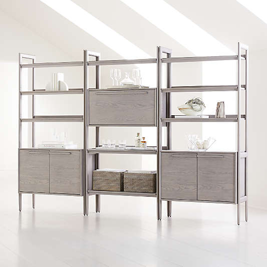 Tate Stone Bookcase Bar with 2 Bookcase Cabinets