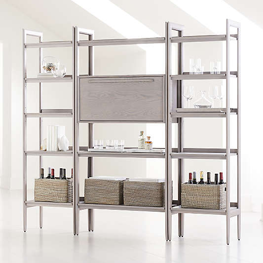 Tate Stone Bookcase Bar with 2 Bookcases