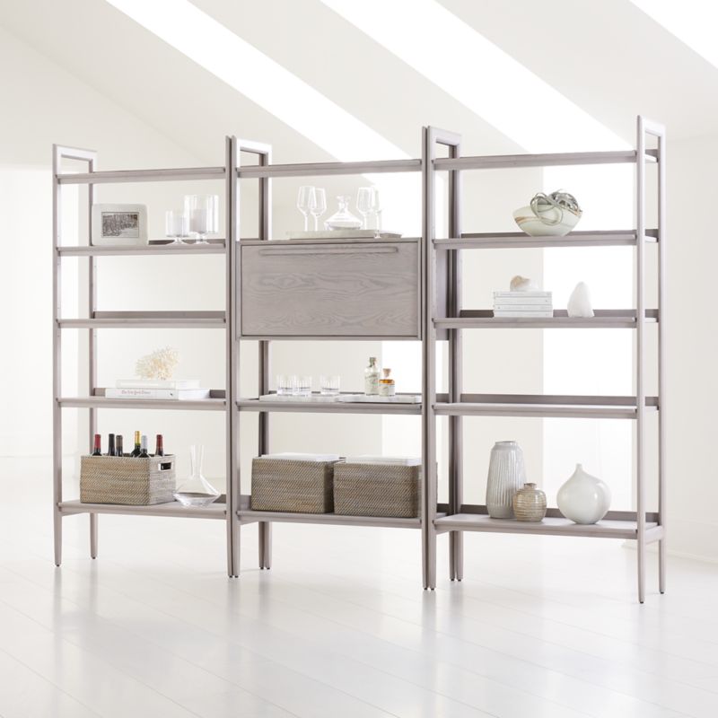 Tate Stone Bookcase Bar with 2 Wide Bookcases - image 0 of 5