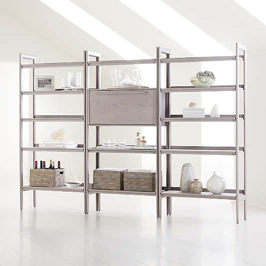 Tate Stone Bookcase Bar with 2 Wide Bookcases