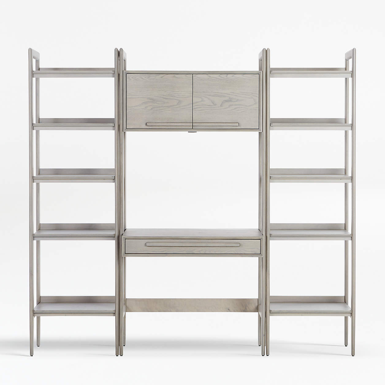 Tate Stone Bookcase Desk with Outlet and 2 Bookcases Crate & Barrel