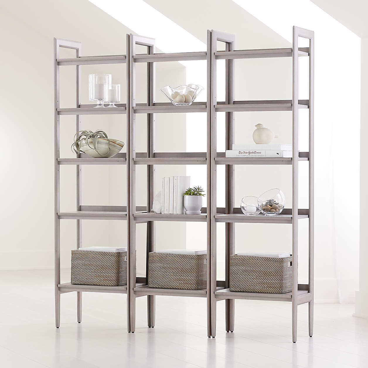 Tate Stone Bookcases, Set of 3 Crate & Barrel