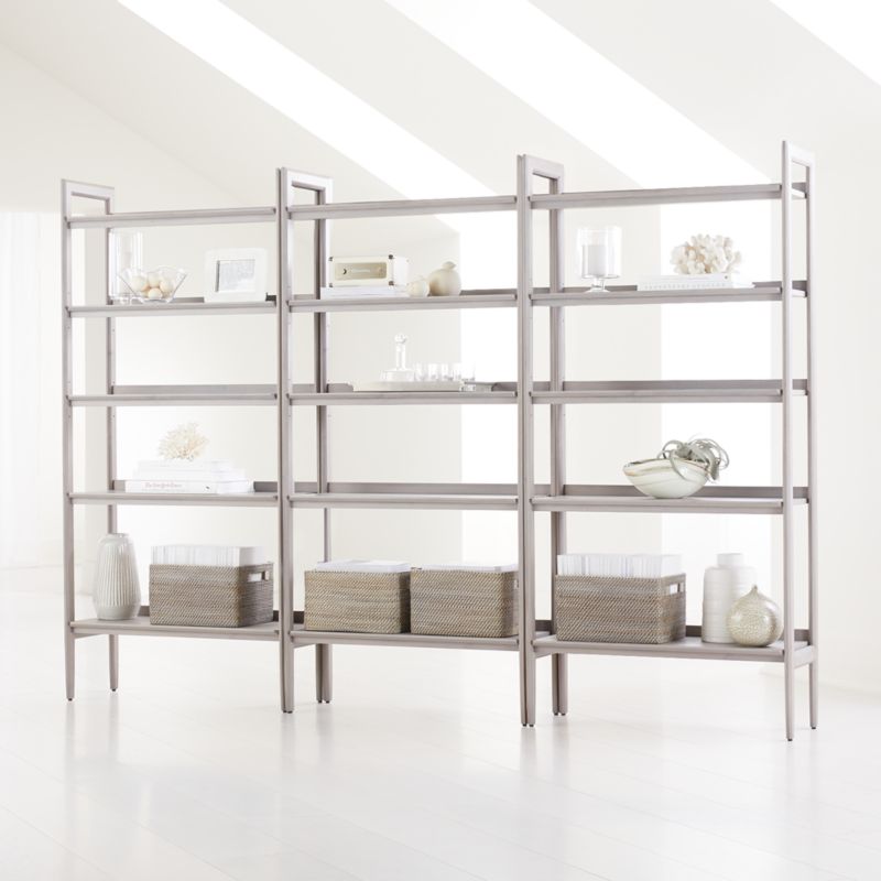 Tate Stone Wide Bookcases, Set of 3