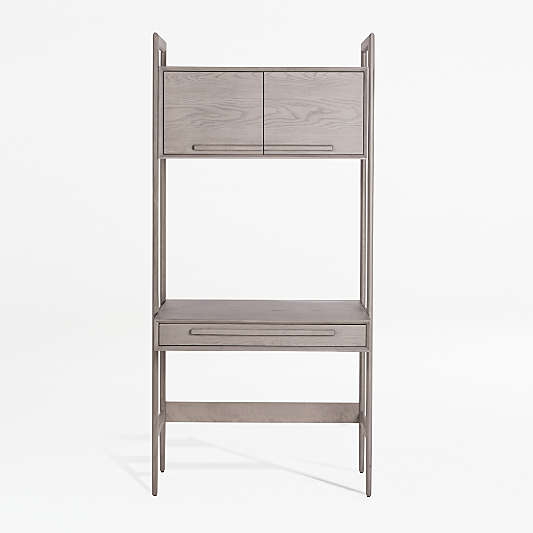 Tate Stone Grey Wood Bookcase Desk with Power