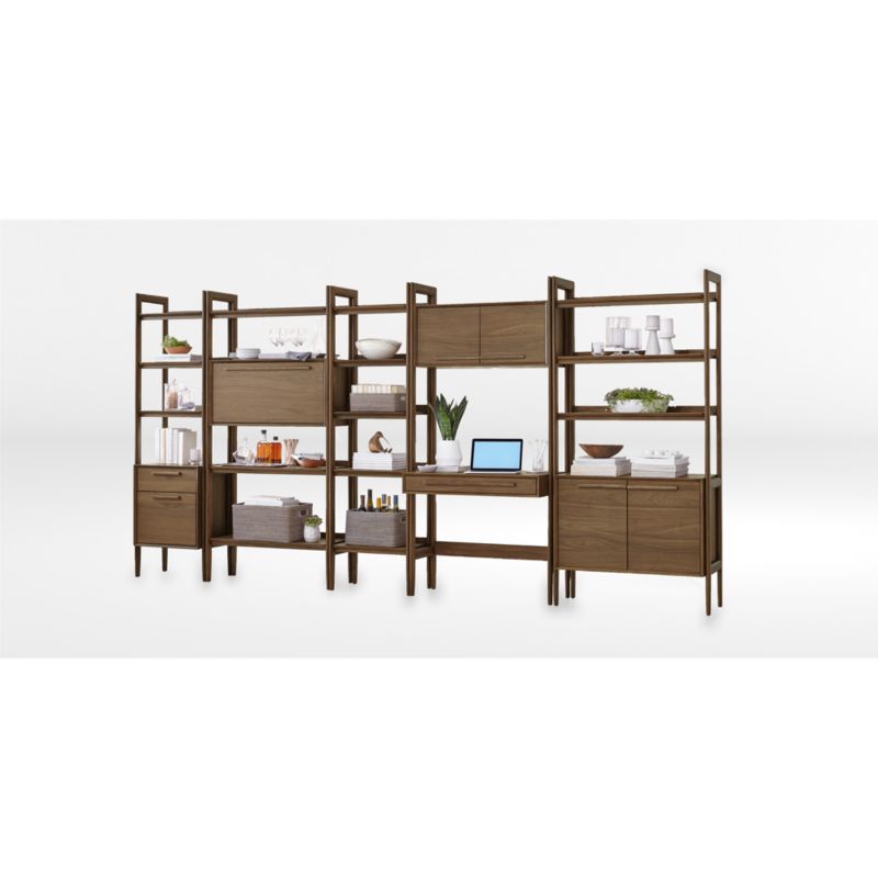 Tate Walnut 64.5" Storage Media Console with 2 Bookcase Cabinets - image 7 of 9