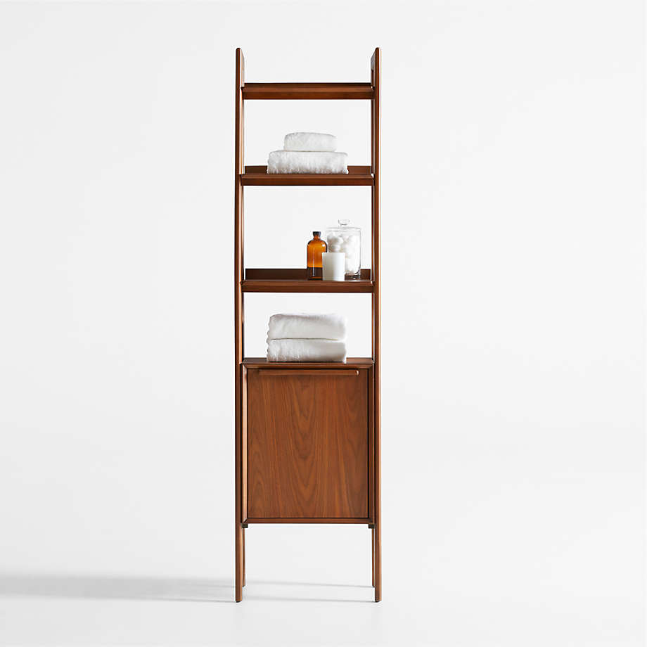 Tate Walnut Wood Bathroom Storage Tower Crate & Barrel