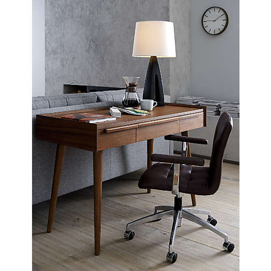 Tate Walnut Desk with Outlet (48"-60")