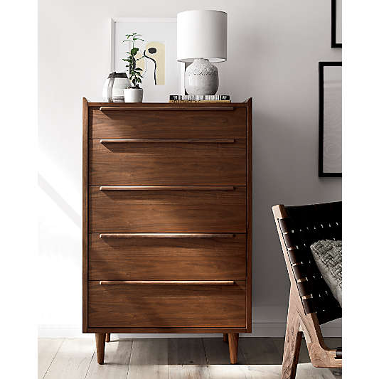 Tate Walnut 5-Drawer Chest