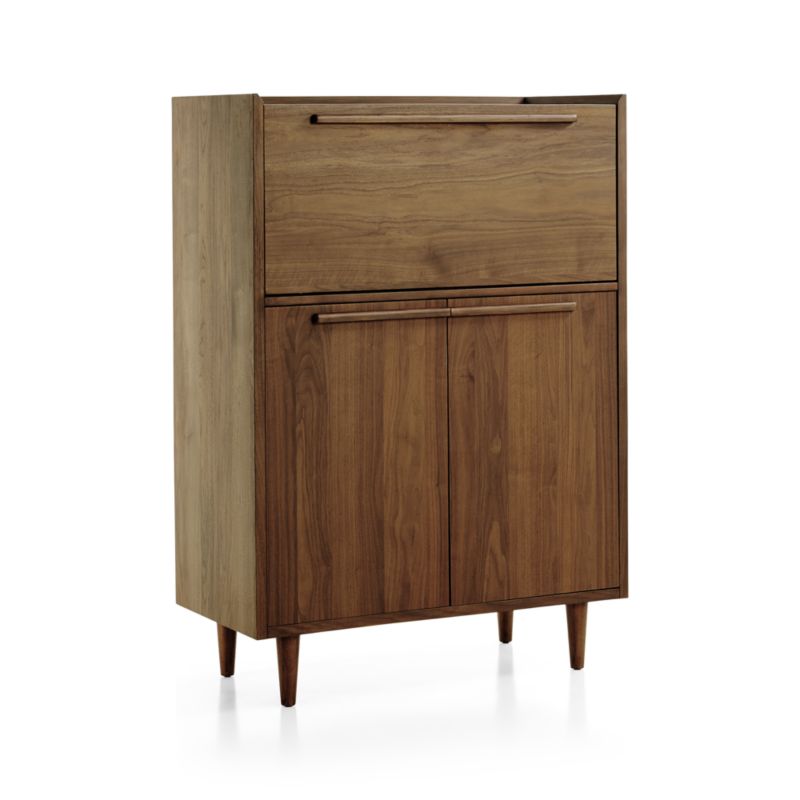 Tate Walnut Lighted Bar Cabinet