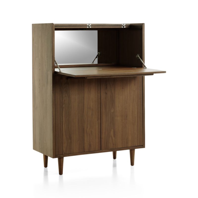 Tate Walnut Lighted Bar Cabinet