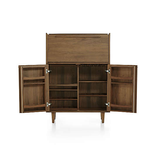 Tate Walnut Lighted Bar Cabinet