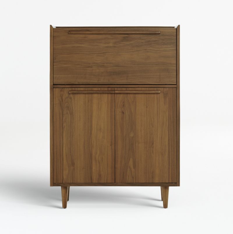 Tate Walnut Lighted Bar Cabinet