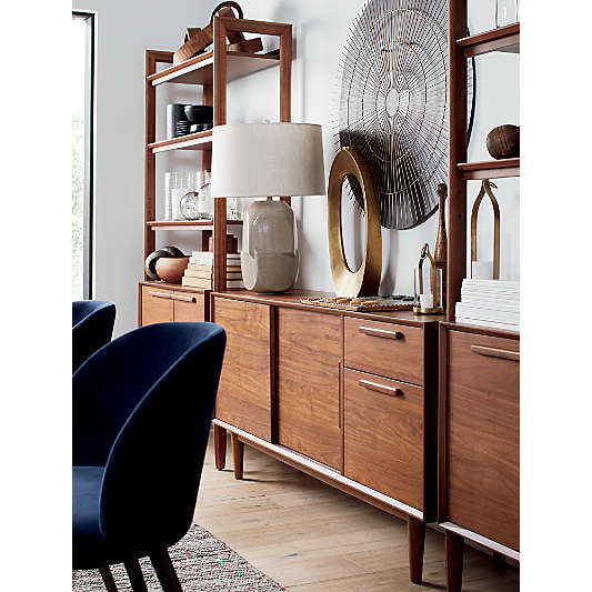 Tate 136.5" Walnut Storage Media Console and Bookcase Set