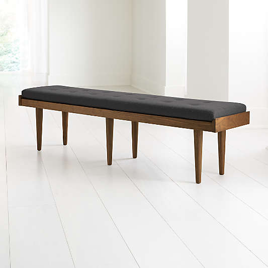 Tate Walnut King Bench with Charcoal Cushion