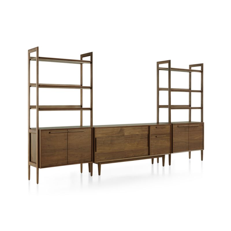 Tate Walnut 64.5" Storage Media Console with 2 Bookcase Cabinets - image 5 of 9