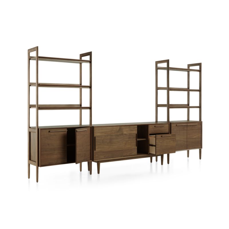 Tate Walnut 64.5" Storage Media Console with 2 Bookcase Cabinets - image 6 of 9