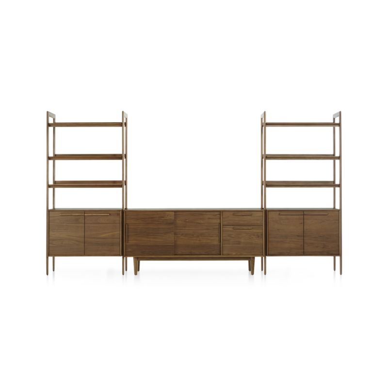 Tate Walnut 64.5" Storage Media Console with 2 Bookcase Cabinets - image 8 of 9