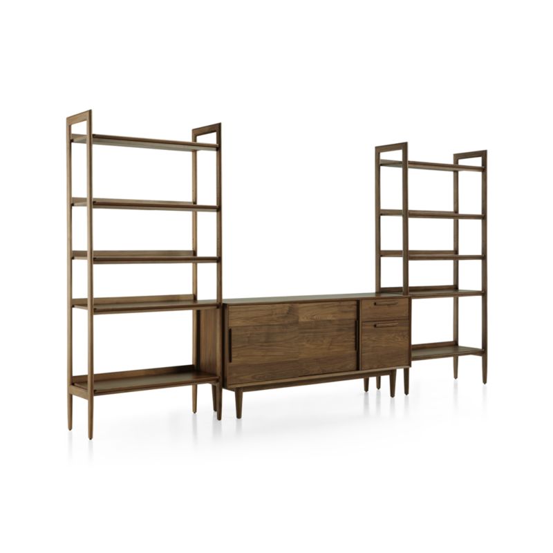 Tate Walnut 64.5" Storage Media Console with 2 Wide Bookcases - image 4 of 7