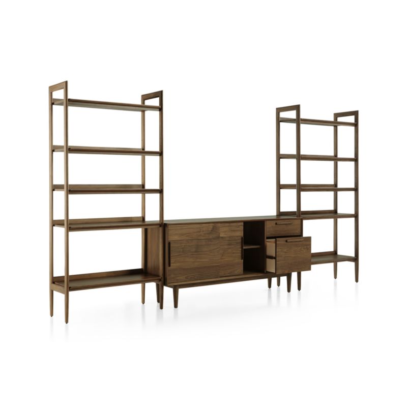 Tate Walnut 64.5" Storage Media Console with 2 Wide Bookcases - image 5 of 7