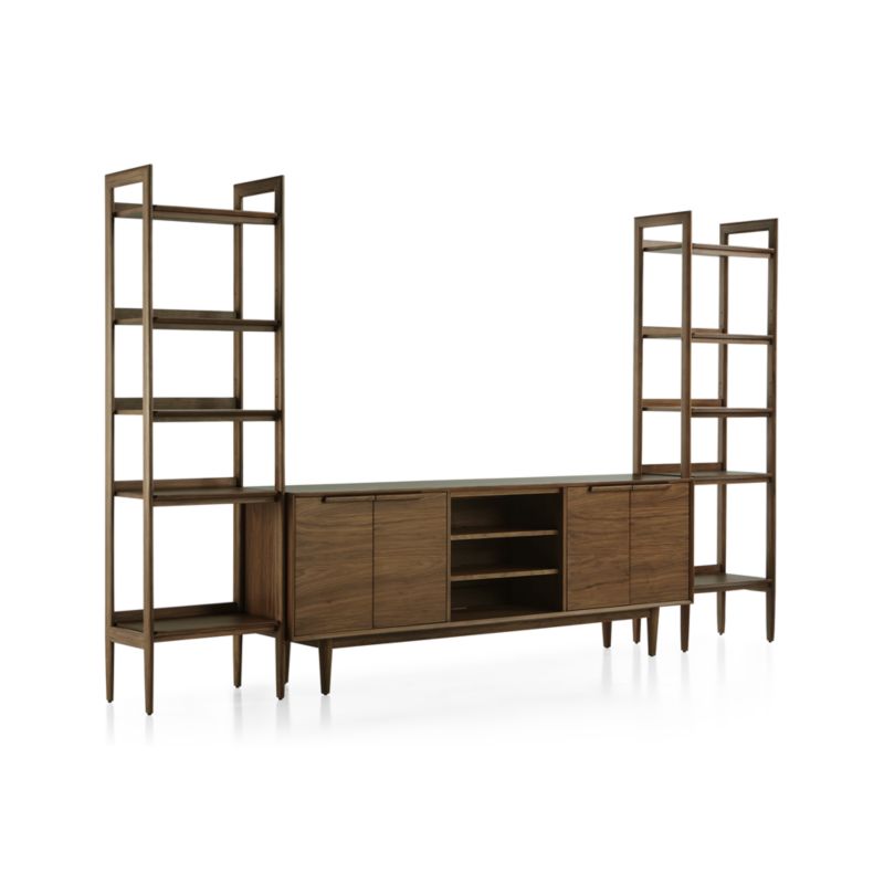 Tate Walnut 80" Storage Media Console with 2 Narrow Bookcases - image 5 of 7