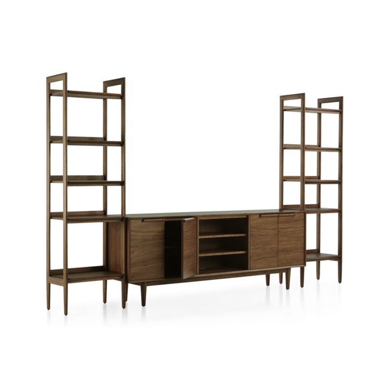 Tate Walnut 80" Storage Media Console with 2 Narrow Bookcases - image 4 of 7