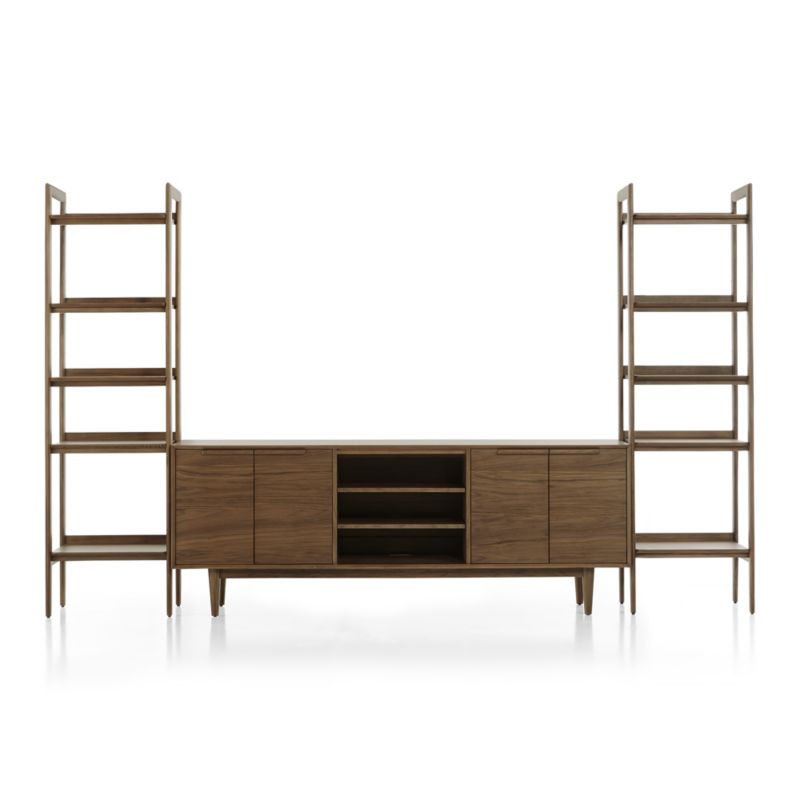 Tate Walnut 80" Storage Media Console with 2 Narrow Bookcases - image 6 of 7