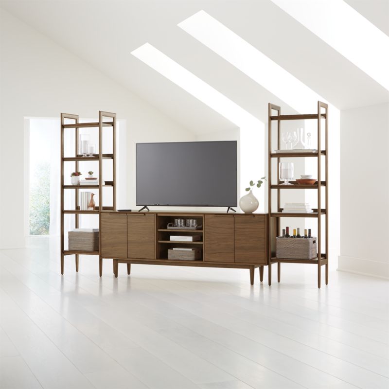 Tate Walnut 80" Storage Media Console with 2 Narrow Bookcases - image 3 of 7