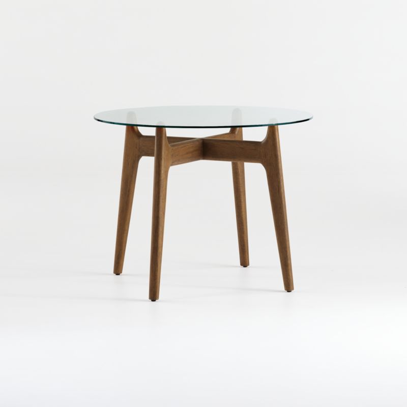 Tate 38" Round Dining Table with Glass Top and Walnut Base