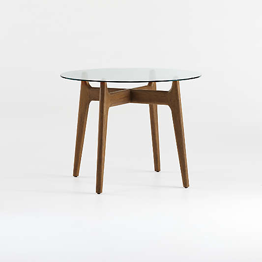 Tate 38" Round Dining Table with Glass Top and Walnut Base