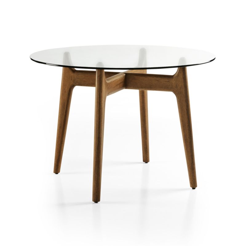 Tate 42" Round Dining Table with Glass Top and Walnut Base - image 4 of 6