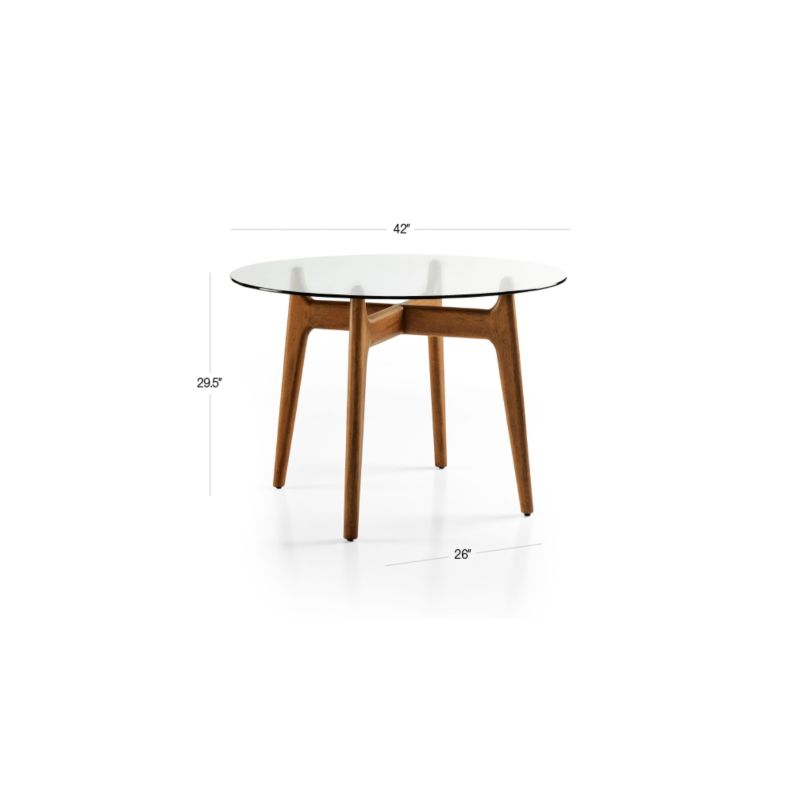 View Tate 42" Round Dining Table with Glass Top and Walnut Base - image 3 of 6