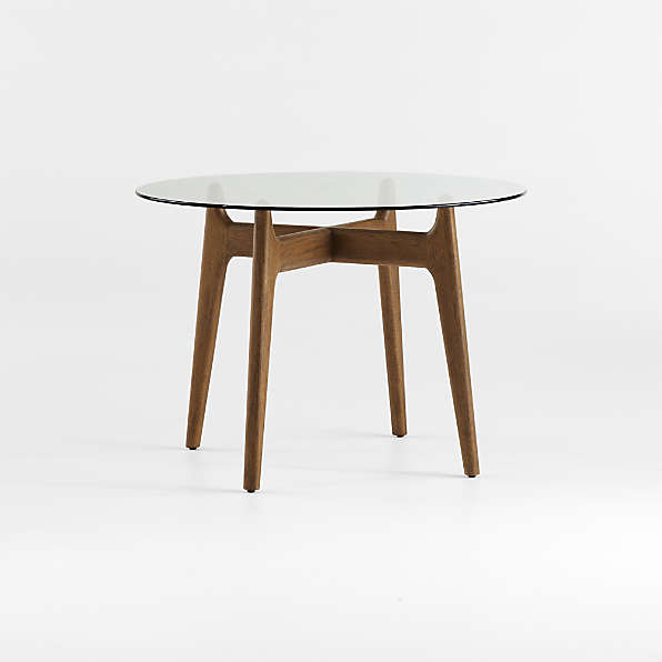 The Branch - Round Clear Glass Table with Wood Legs