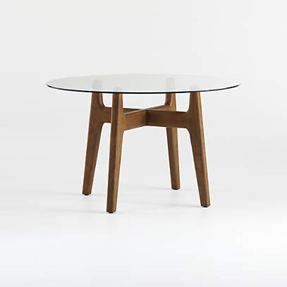 Tate 48 Round Dining Table With Glass, 48 Round Wood Table Tops
